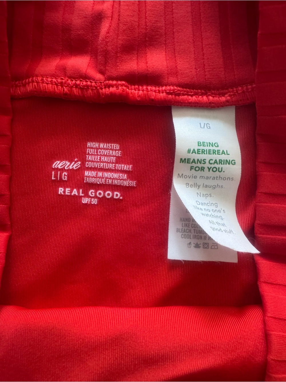 Aerie Red Ribbed Bikini Set-Two Piece Swimsuit - Picture 4 of 5